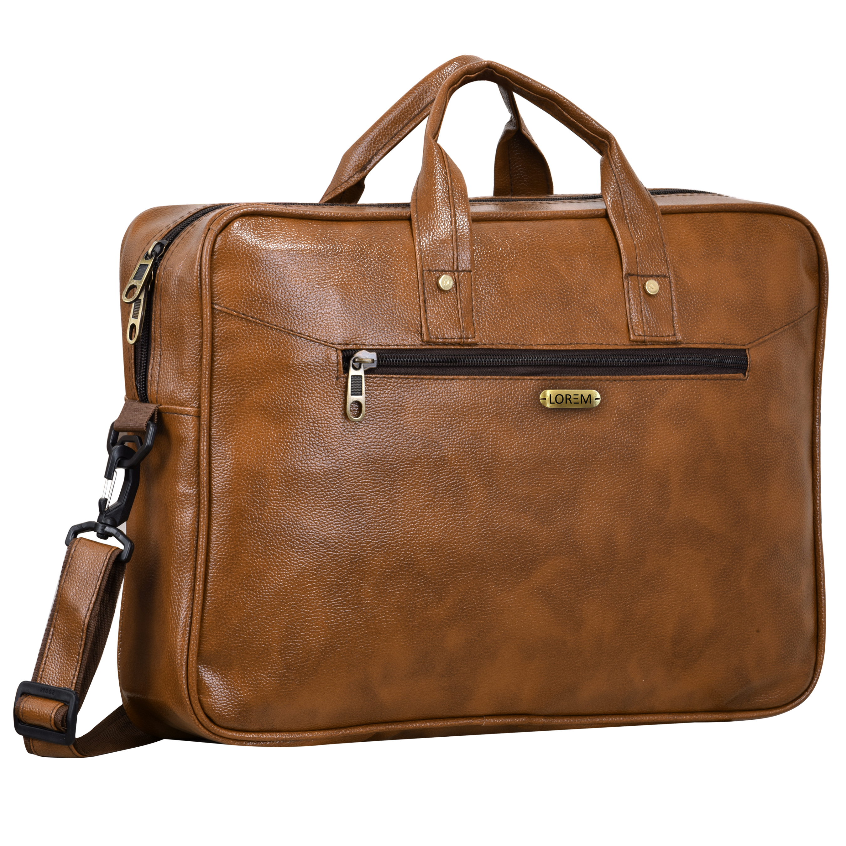 Tan Color Faux Leather 10l Office Laptop Bag For Men & Women Bg03